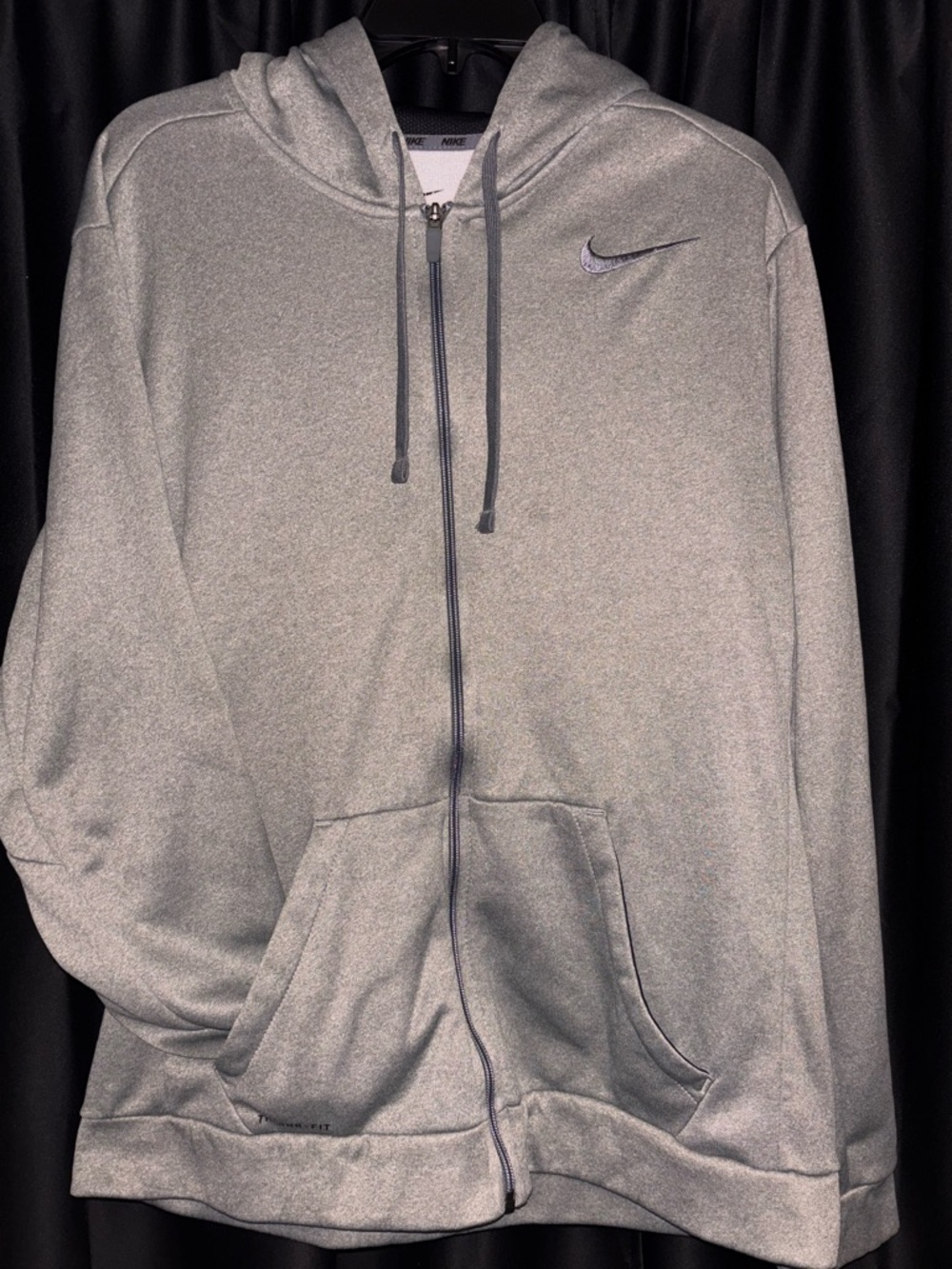 Nike Light Gray Full-Zip Hoodie with Swoosh